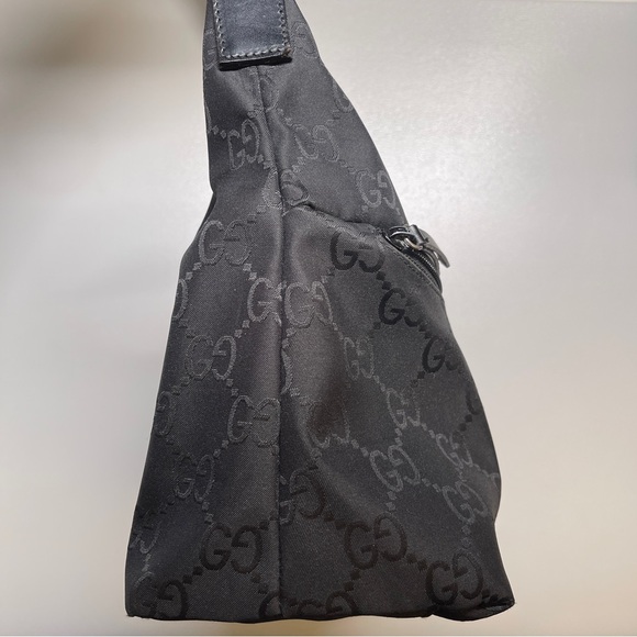 Gucci black tote bag canvas GG sac hobo shoulder bag - Picture 4 of 12